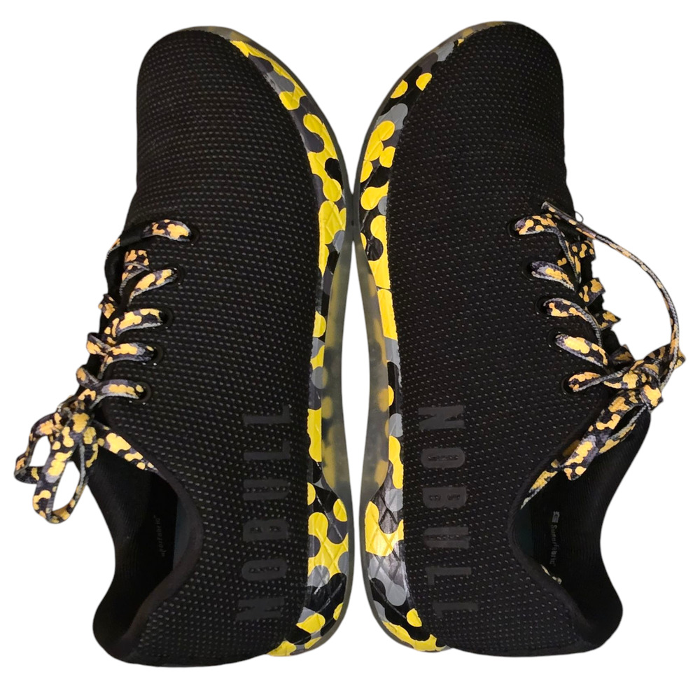 Nobull Super fabric Trainer Shoes  Sneakers Black/Yellow, Size 8.5 (W) & 7 (M) - Picture 3 of 7